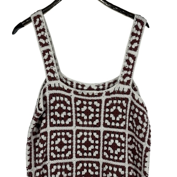 MARINE LAYER CELESTE HANDMADE CROCHET GRANNY SQUARE RETRO 70S UNLINED MINI DRESS - Picture 8 of 15